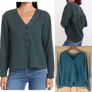 Madewell Teal Button-Up Blouse